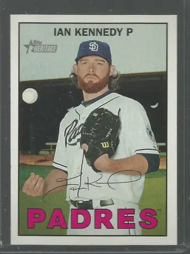 Ian Kennedy baseball card from 2016 Topps Heritage with original gloss Padres ID 18898