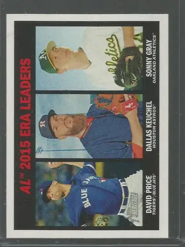 Topps Heritage baseball card featuring David Price, Sonny Gray, Dallas Keuchel with original gloss