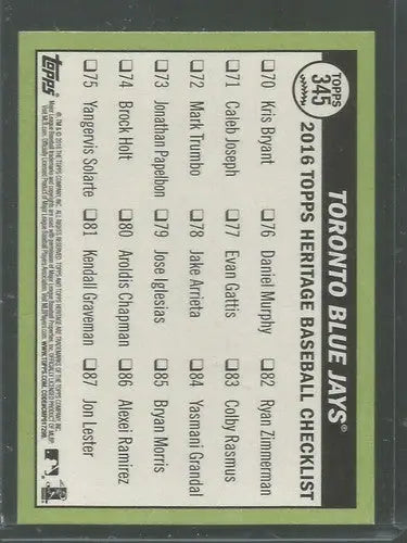 2016 Topps Heritage #345 Toronto Blue Jays NM-MT - Baseball Card Single