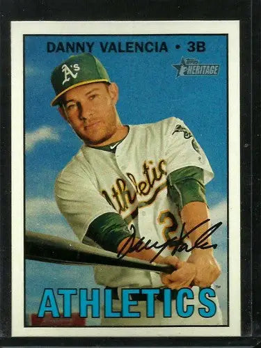 2016 Topps Heritage High Number Danny Valencia baseball card with original gloss Athletics