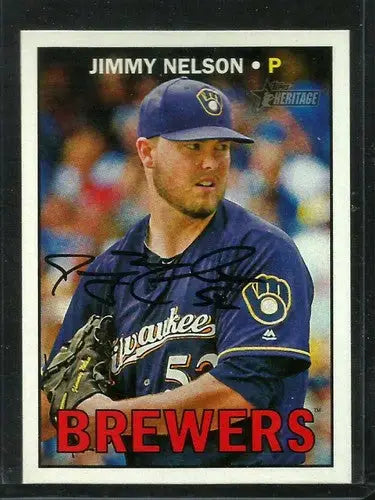 2016 Topps Heritage High Number #595 Jimmy Nelson NM-MT Brewers - Baseball Card Single