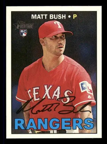Signed Matt Bush baseball card from 2016 Topps Heritage High Number series