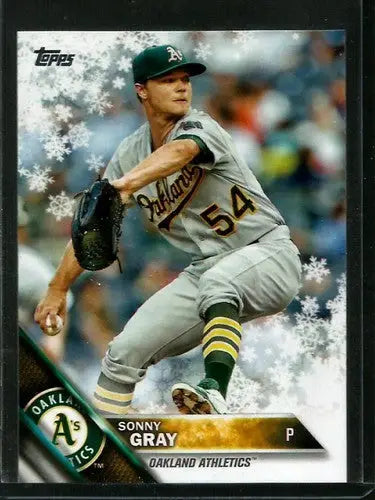 Original gloss HMW116 Sonny Gray baseball card from 2016 Topps Holiday collection