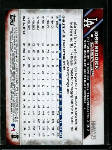 2016 Topps Holiday HMW123 Josh Reddick Dodgers baseball card NM-MT