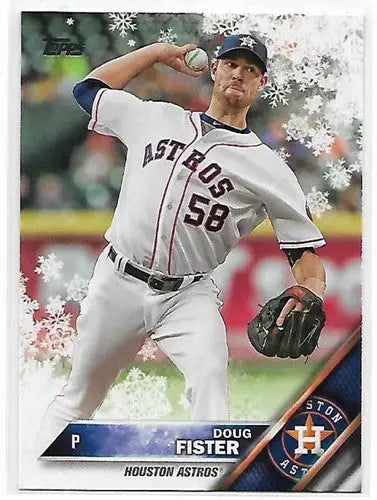 Original gloss baseball card of Doug Fister from Topps Holiday 2016 NM-MT