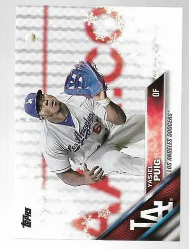 Yasiel Puig baseball card from 2016 Topps Holiday showcasing original gloss NM-MT quality