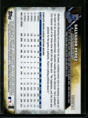 2016 Topps Holiday #HMW162 Salvador Perez NM-MT Royals ID:2722 - Baseball Card Single