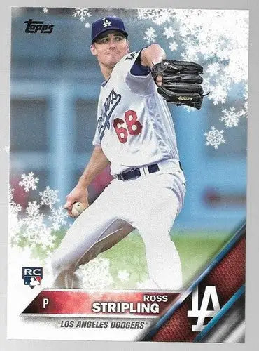 Original gloss of 2016 Topps Holiday HMW173 Ross Stripling rookie baseball card