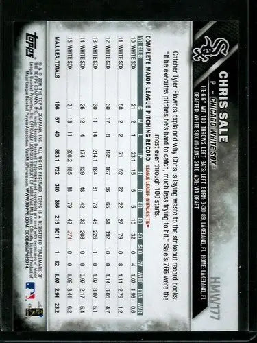 2016 Topps Holiday #HMW177 Chris Sale NM-MT White Sox - Baseball Card Single