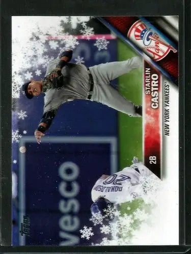 Original gloss of 2016 Topps Holiday HMW182 Starlin Castro Yankees baseball card