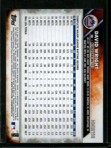2016 Topps Holiday #HMW198 David Wright NM-MT Mets ID:2757 - Baseball Card Single