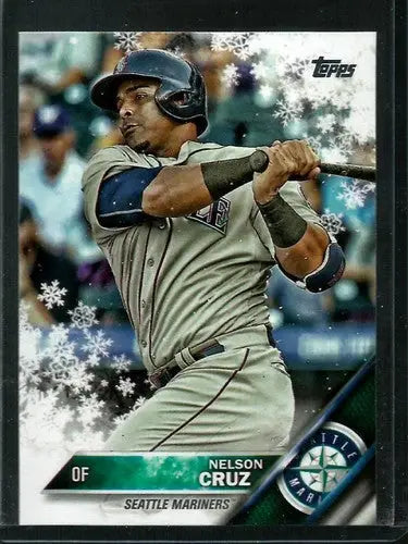 2016 Topps Holiday HMW29 Nelson Cruz Mariners baseball card with original gloss