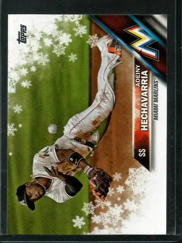 Original gloss 2016 Topps Holiday HMW32 Adeiny Hechavarria Marlins baseball trading card