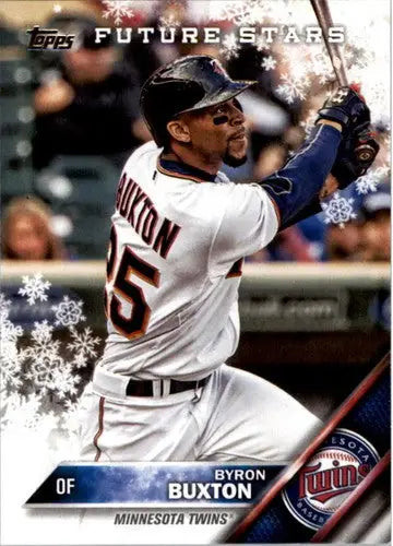 Original gloss of 2016 Topps Holiday HMW40 Byron Buxton Twins Future Star baseball card