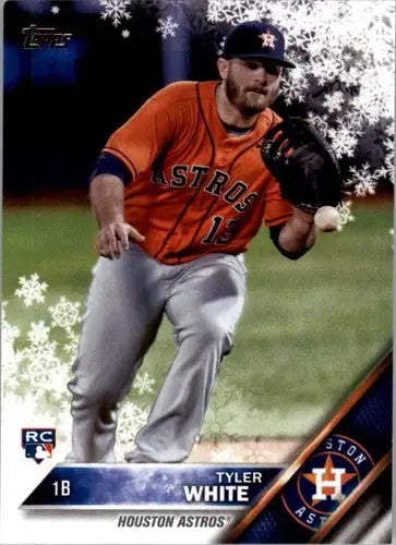 Original gloss baseball trading card of Tyler White from Topps Holiday 2016 Houston Astros