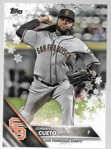 Original gloss 2016 Topps Holiday HMW47 Johnny Cueto San Francisco Giants trading card