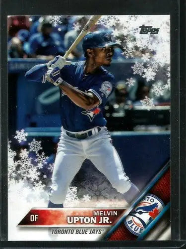 Original gloss 2016 Topps Holiday HMW54 Melvin Upton Jr. baseball card with snowflake design