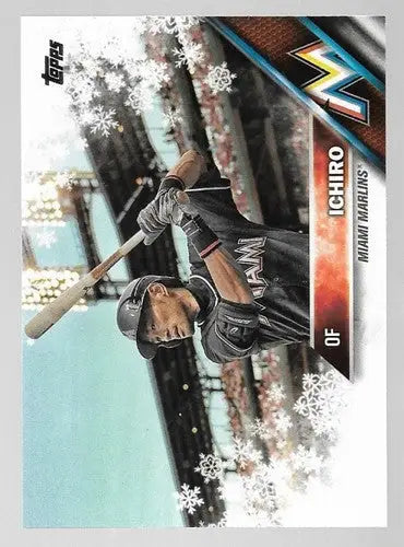 Original gloss 2016 Topps Holiday HMW78 Ichiro Marlins baseball card image