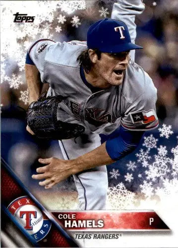 Original gloss HMW93 Cole Hamels baseball card from 2016 Topps Holiday series