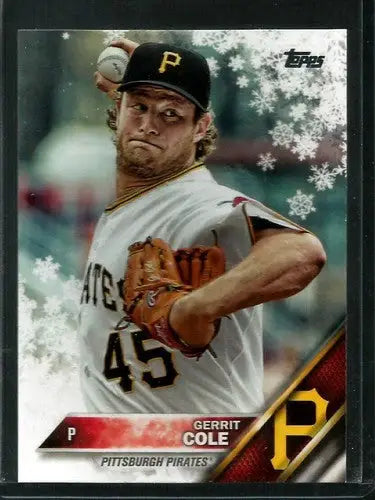 Original gloss of 2016 Topps Holiday HMW96 Gerrit Cole Pirates baseball trading card
