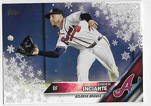 Ender Inciarte baseball card from 2016 Topps Holiday Metallic Snowflake series