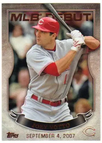 Original gloss baseball trading card of Joey Votto batting in 2016 Topps MLB Debut