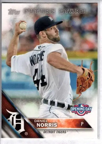 Original gloss baseball card featuring Daniel Norris from 2016 Topps Opening Day Tigers