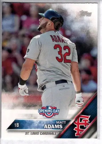 2016 Topps Opening Day Matt Adams baseball card with original gloss featuring Cardinals