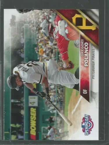 Original gloss baseball trading card of Gregory Polanco Pirates sports cards 2016 Topps Opening Day