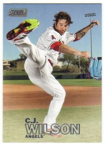 Original gloss baseball card of C.J. Wilson from Topps Stadium Club Angels set