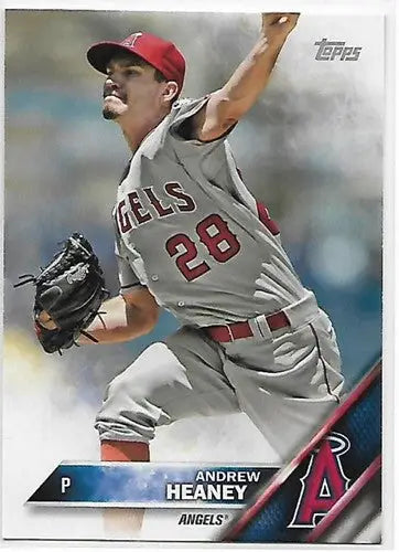 Andrew Heaney baseball card in gray Angels uniform from 2016 Topps Team Sets Los Angeles Angels of Anaheim