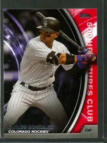 Carlos Gonzalez baseball card from 2016 Topps Update 500 Home Run Club series