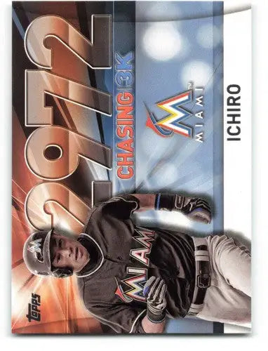 Baseball trading card featuring Ichiro Suzuki in Miami Marlins uniform from 2016 Topps Update Chasing