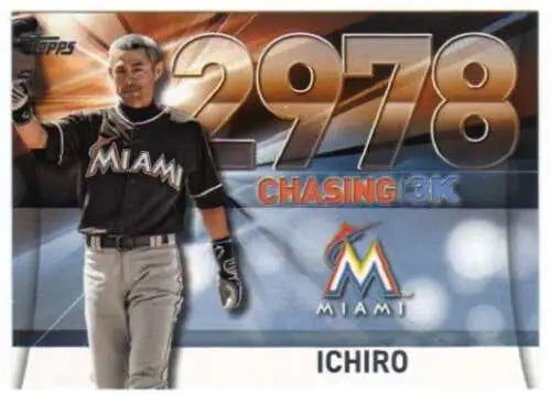 2016 Topps Update Chasing Ichiro baseball card with original gloss NM-MT Marlins