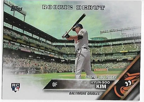 Baseball rookie debut card 2016 Topps Update Rainbow Foil Hyun-Soo Kim Orioles