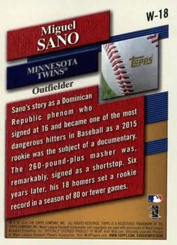 2016 Topps Update Retail Exclusive Rookies #WAL-18 Miguel Sano NM-MT Tw ID:11326 - Baseball Card Single