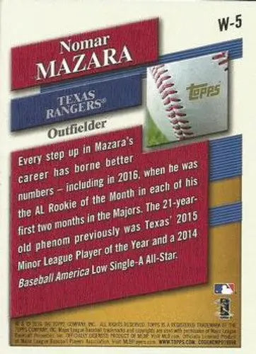 2016 Topps Update Retail Exclusive Rookies #WAL-5 Nomar Mazara NM-MT Ra ID:12009 - Baseball Card Single