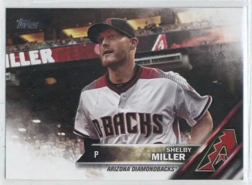 Original gloss US109 Shelby Miller baseball card from 2016 Topps Update featuring Diamondbacks