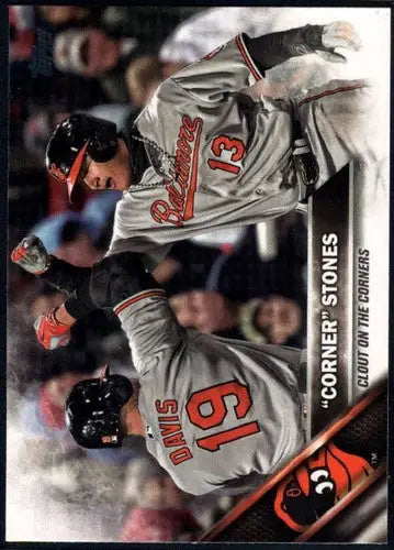 Baseball card featuring Chris Davis and Manny Machado with original gloss from 2016 Topps Update