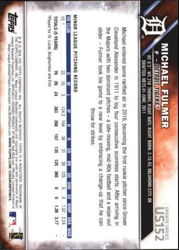 2016 Topps Update #US152 Michael Fulmer NM-MT RC Rookie Tigers ID:4500 - Baseball Card Single
