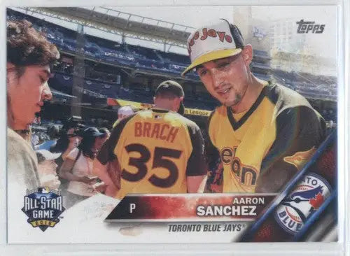 Original gloss US227 Aaron Sanchez baseball card from 2016 Topps Update featuring Blue Jays