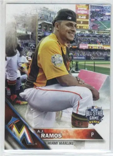 A.J. Ramos baseball card from 2016 Topps Update featuring Marlins, original gloss