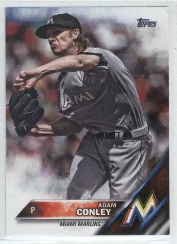 Original gloss US255 Adam Conley baseball card from 2016 Topps Update Marlins ID4531