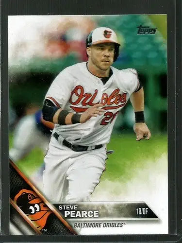 Baseball trading card of Steve Pearce in Baltimore Orioles uniform from 2016 Topps Update US51 Steve Pearce NM-MT