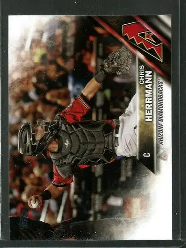 Original gloss 2016 Topps Update US6 Chris Herrmann baseball card featuring Diamondbacks icon