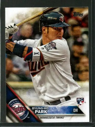 Original gloss of 2016 Topps Update US65 Byung-Ho Park baseball card featuring Twins RC