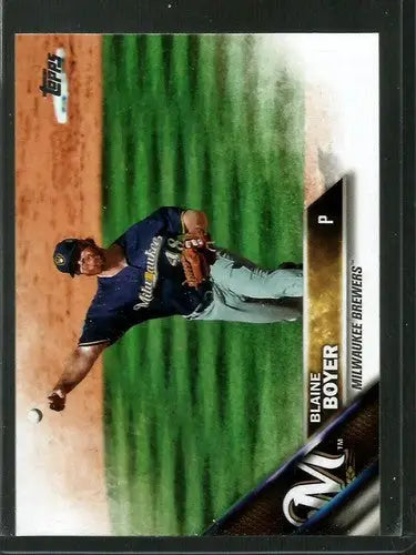 Original gloss 2016 Topps Update US7 Blaine Boyer Brewers baseball card image