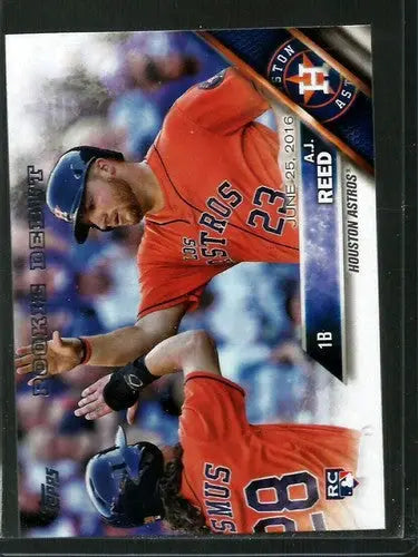 Original gloss baseball card from Topps Update featuring Rookie Astros A.J. Reed