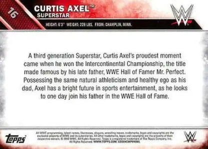 2016 Topps WWE #16 Curtis Axel NM-MT ID:6235