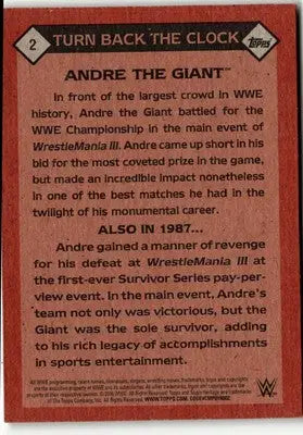 2016 Topps WWE Heritage #2 Andre The Giant Turn Back the Clock - Non-Sports Card Single